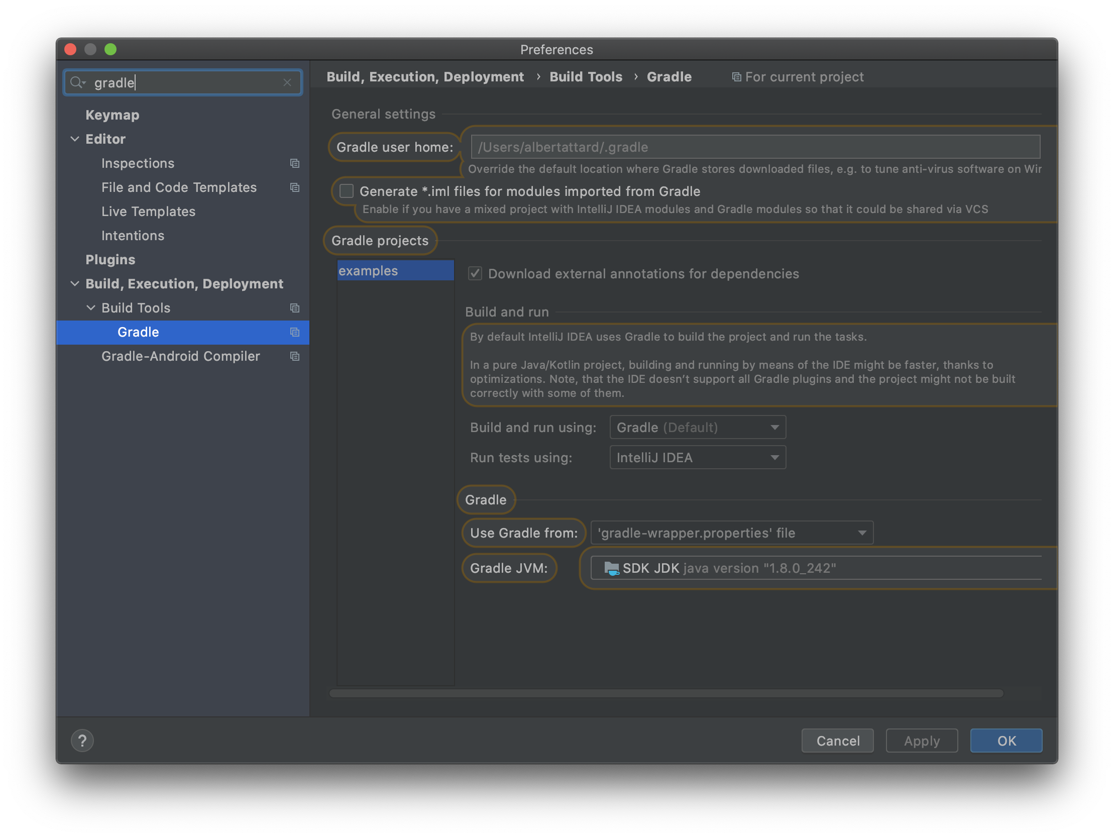 IntelliJ Preferences Gradle