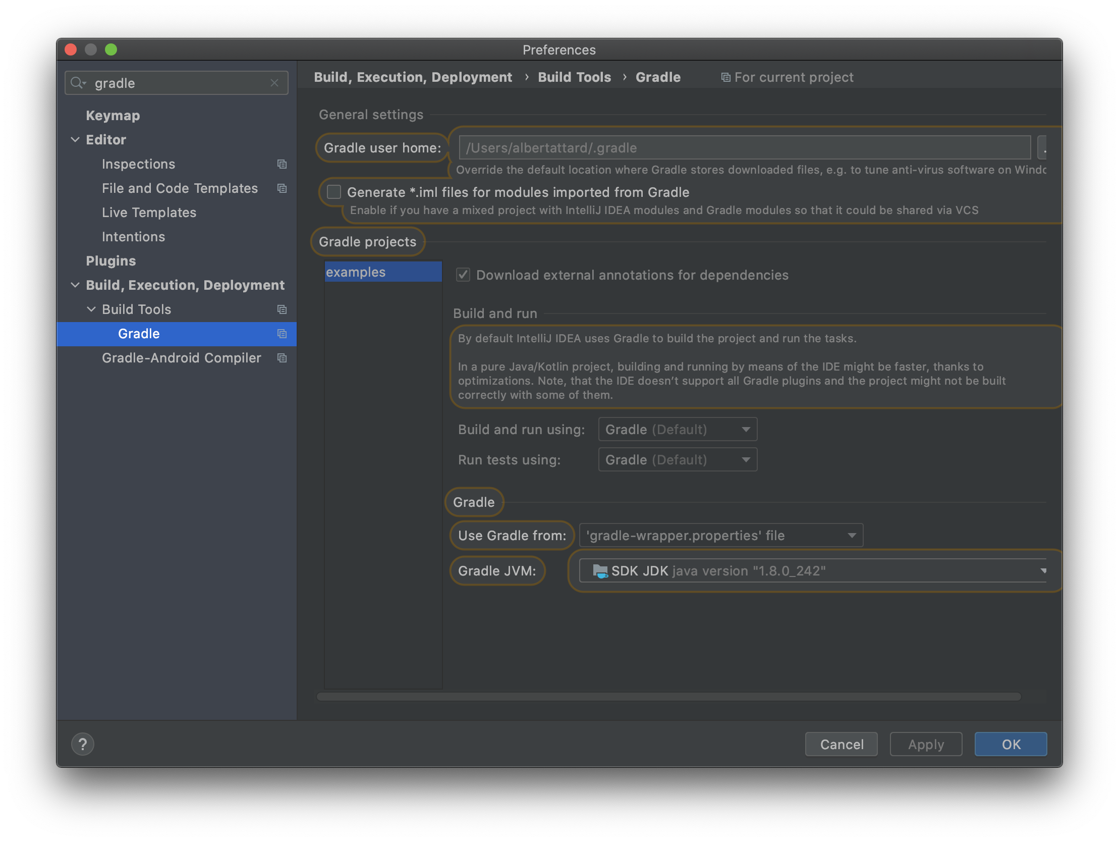 IntelliJ Preferences Gradle