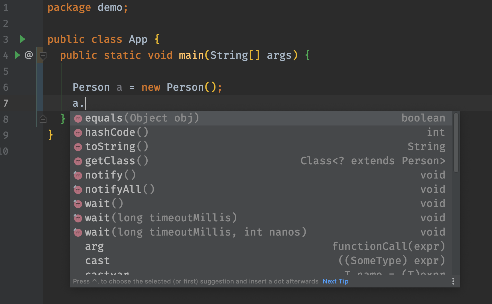 Methods Inherited from the Object Class